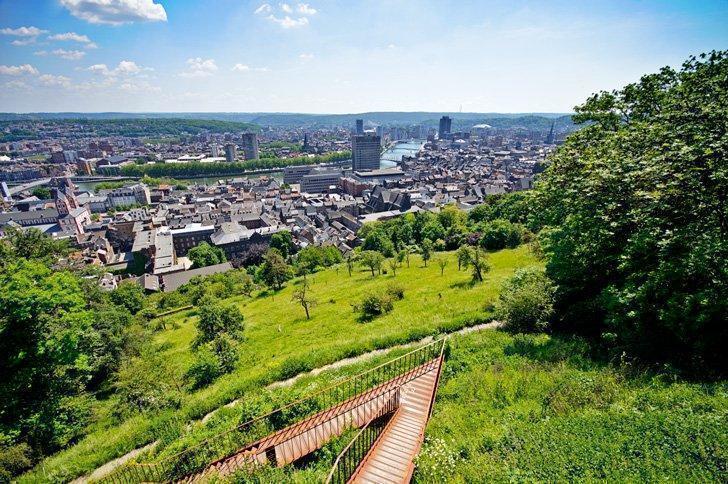 The view of Liege Belgium from the Monument du 14e Ligne